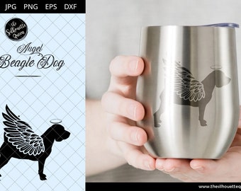 Beagle Dog #6 with Wings SVG, Pet Memorial, RIP Angel, In Loving Memory, Animal Lover Vector for Cricut, Silhouette Studio