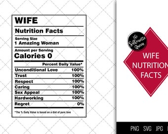 Wife Nutrition facts svg – Nutrition svg –Wife facts clipart – Baseball label svg – eps, png, svg for cricut