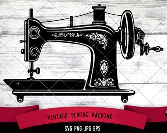 Vintage Sewing Machine SVG, Logo - Digital Download with Commercial License for Cricut, Silhouette, Scan N Cut Crafting