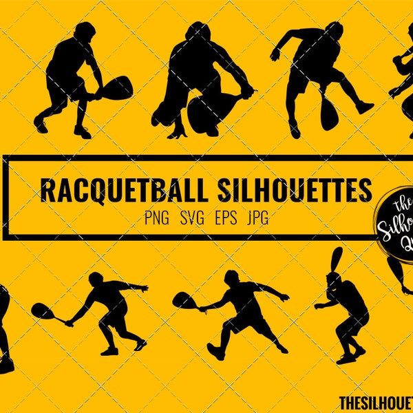 Racquetball silhouette, Racquet ball player clipart, Racquetball sports vector, Svg, png, cricut cut files  jpg