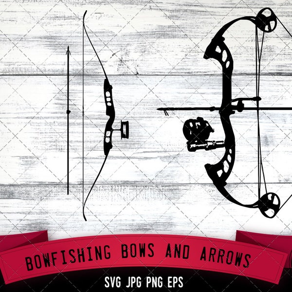 Bow Fishing Svg, Bow and Arrow, Cricut files, Silhouette Studio Vector Design, Cut File, Scan n Cut, eps file, png