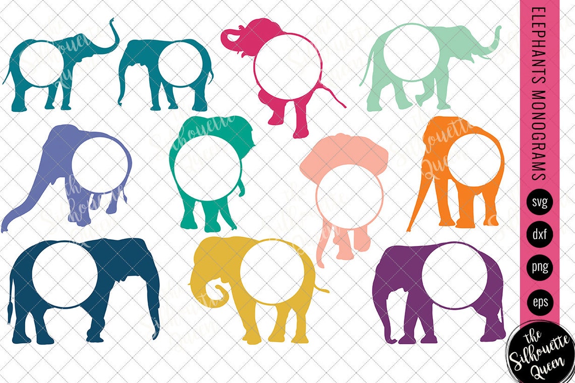 Download Elephant Svg Monogram Svg Circle Frames Cuttable Design | Etsy