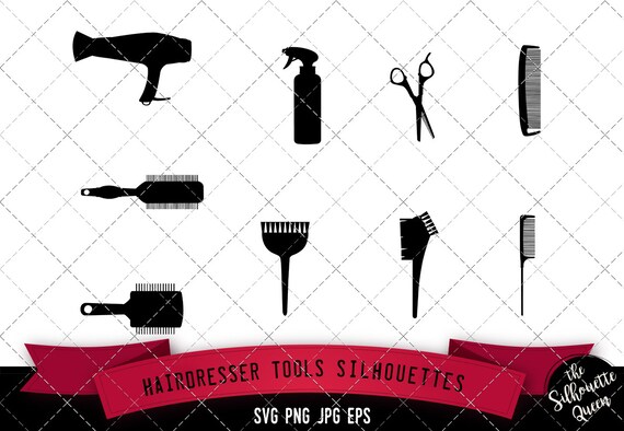 Hairdresser Tools Silhouette Svg Cricut Clipart Vector Etsy
