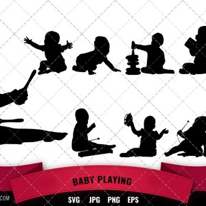 Baby Playing Silhouette, Baby Playing Clipart, SVG, cut file, cricut, vector cutting files for cricut, silhouette