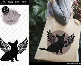 Cardigan Welsh Corgi #4 with Wings SVG, Pet Memorial, RIP Angel, In Loving Memory, Animal Lover Vector for Cricut, Silhouette Studio