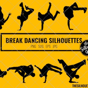 Male Break Dancing silhouette, Female Break Dancing clipart, Break Dancing sports vector, Svg, png, cricut cut files  jpg