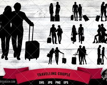 Travelling Couple Silhouette | Corporate Ceo Business Vector | Executive Business trip | silhouette cameo cricut cut files svg