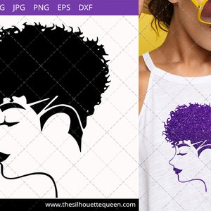 Afro kvinna svg med lockig pixie undercut rakad mohawk, afroamerikansk kvinna svg, svart kvinna svg, Cricut klippfiler svg