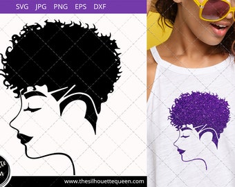 Afro Woman svg with Curly Pixie Undercut Shaved Mohawk, African American woman svg,  Black Woman svg , cricut cut files svg