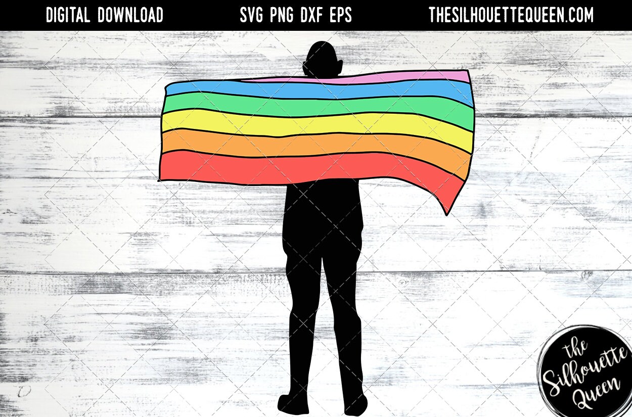 Hand Sketched Man Holding Rainbow Flag Gay Pride , Lesbian , LGBT ...