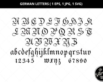 German letters svg, German numbers svg, modern script svg, calligraphy svg, decorative alphabets svg, cut files for circuit