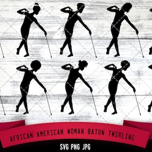 African American svg, baton twirling svg, majorette svg, gymnastics svg, African woman svg, woman athlete svg, cut files for cricut