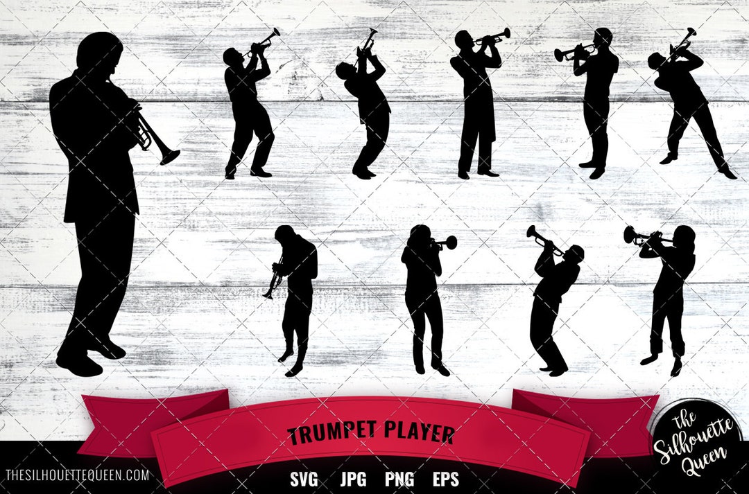 Trumpet Player Svg File, Jazz Musician Svg Cut File, Silhouette Studio ...