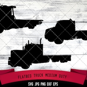 Flatbed Truck Medium duty svg, svg camion articulé, rigide camion svg, cargo svg, fichiers coupés pour Cricut, Silhouette Design, Svg, PNG, Dxf