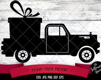 Pickup truck svg, presents svg, Christmas presents, transportation svg, cut files for Cricut, Silhouette Design, Svg, PNG, Dxf