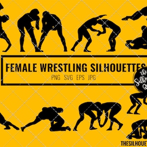 Silhouette de lutte de femme, clipart féminin de lutte, vecteur sportif de lutte de fille, svg de filles, png, jpg coupé de cricut de fichiers