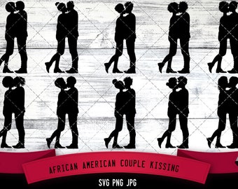 African American Couple kissing svg, kissing couple svg, Black couple kissing, love svg, African couple svg, valentine, cut files for Cricut