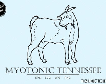 Myotonic Tennessee Goat, Tennessee fainting svg, Scare goats, American breed, domestic animal svg, milking goat svg, cut files for circuit