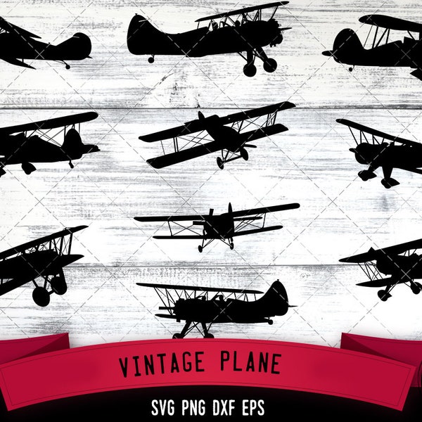 Vintage Plane svg file, aircraft airplane svg cut file, silhouette studio, cricut design space, Svg, Png, Eps, Pdf, Vector Design