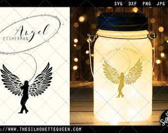 RIP Fisherman, Memorial with Angel Wings SVG, Sympathy Svg, In Loving Memory of files for cricut