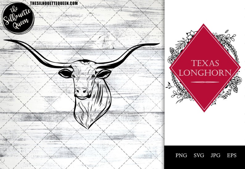 Texas Longhorn Svg, Animal Svg, Cow Print Svg, Cow With Horns Svg, Cow
