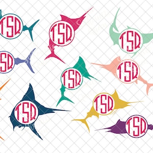 Marlin Svg, Monogram Svg, Circle Frames, Cuttable Design, Cut files, Silhouette Studio files, Cricut files, Vector, Svg, Dxf, Eps, Png