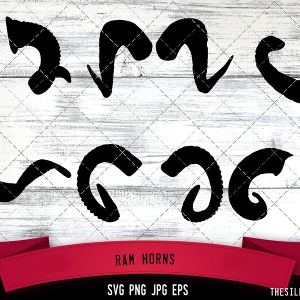 Ram Horns SVG,  Silhouette, Logo, Ram Horns  SVG Cut Files for Cricut Design, Ram Horns  Digital Commercial Clipart