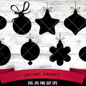 Kerst ornamenten svg, vintage kerst ornamenten, Ornament vormen, gesneden bestanden voor Cricut, Silhouette Design, PNG, Dxf