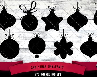 Christmas Ornaments svg, vintage christmas ornaments, Ornament shapes, cut files for Cricut, Silhouette Design, PNG, Dxf