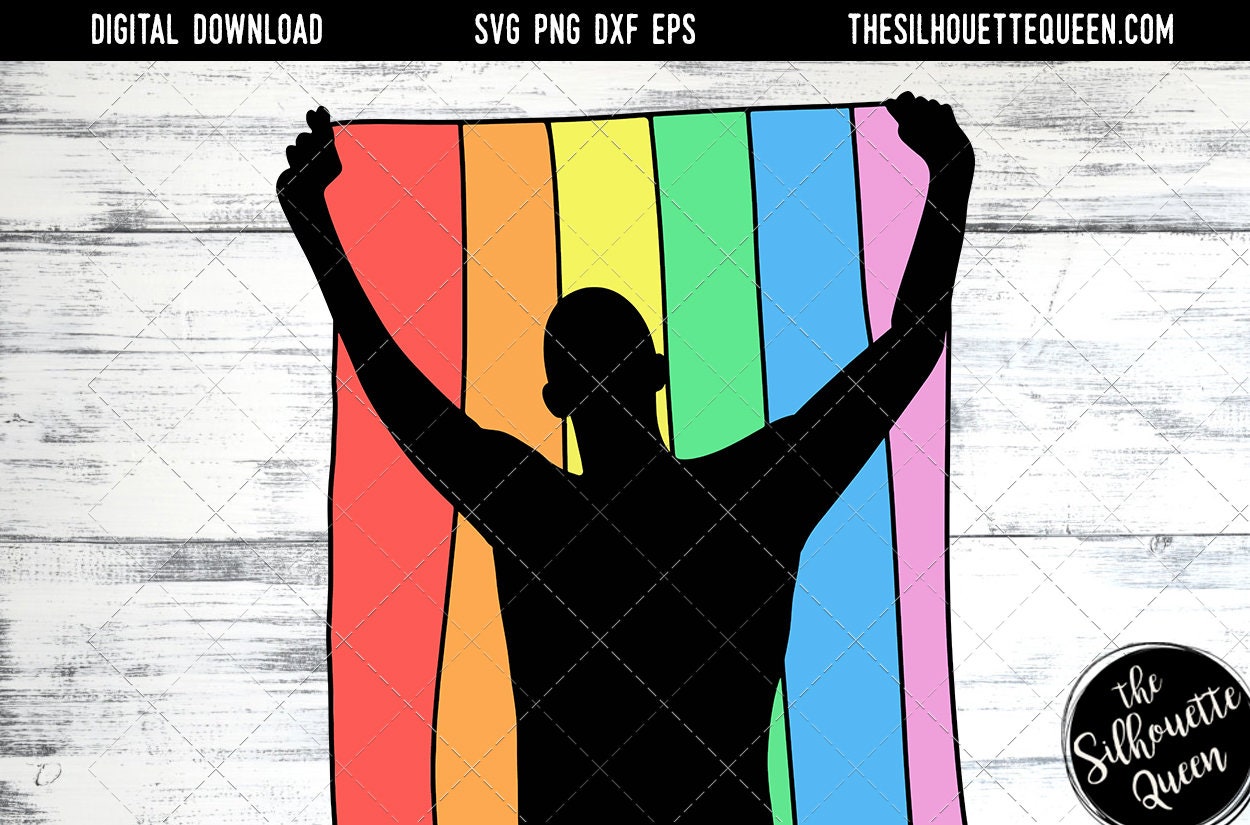 Hand Sketched Man Holding Rainbow Flag Gay Pride , Lesbian , LGBT ...