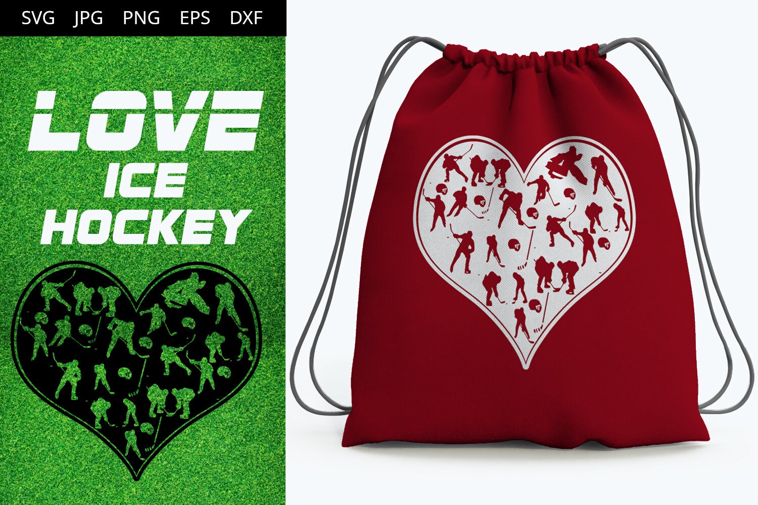 Download Ice Hockey Love SVG Cut File Design Silhouette Cricut Heart | Etsy