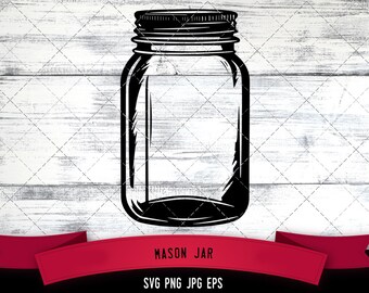 Mason Jar SVG, Logo - Digital Download with Commercial License for Cricut, Silhouette, Scan N Cut Crafting