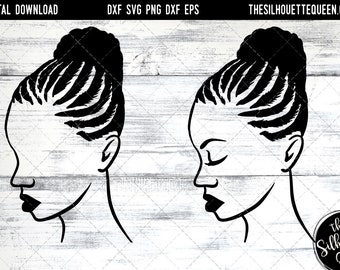 African American Woman Afro Hair - Braided Bun SVG file for Cricut, Silhouette