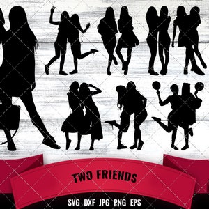 Afrikanische amerikanische Frau beste Freunde SVG - schwarze Frau Freunde, Afro Mädchen nubische Königin Silhouette schneiden Dateien für cricut Melanin SVG