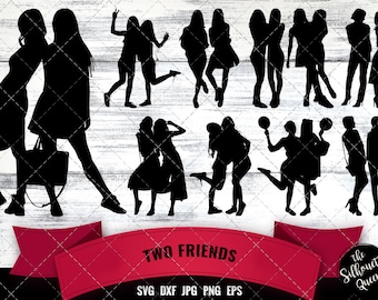 African American Woman Best Friends SVG - Black Woman Friends, Afro Girl Nubian Queen Silhouette Cutting files for cricut Melanin SVG