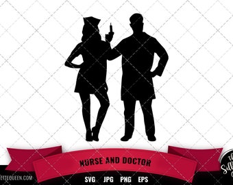 Nurse and Doctor svg file, svg cut file, silhouette studio, cricut design space, Svg, Png, Eps, Pdf, Vector Design