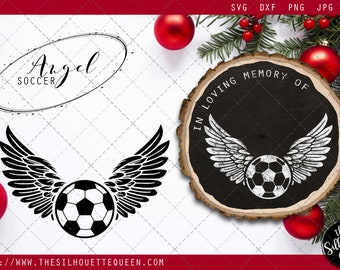 RIP Soccer Player, Memorial with Angel Wings SVG, Sympathy Svg, In Loving Memory of files for cricut