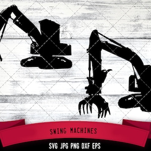 Schaukel Maschinen Svg, Forstmaschine Svg, Kran Svg, Bäume Svg, Baum Logger Svg, schneiden Dateien für Cricut, Silhouette Design, Svg, PNG, Dxf