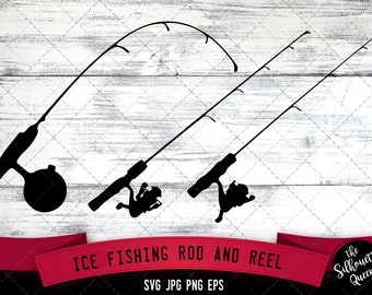 Ice Fishing Rod and Reel,  Cricut files, Silhouette Studio Vector Design, Cut File, Scan n Cut, eps file, dxf png