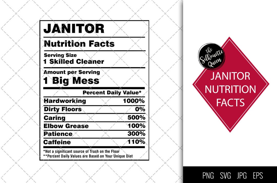 Janitor Nutrition Facts Svg Nutrition Svg janitor Facts Etsy