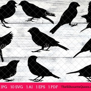 Sparrow Bird SVG Files Bundle, Flying Bird SVG, Sitting Bird SVG, Silhouette Studio, Cricut Design Space, Svg, Png, Eps, Pdf, Vector Design