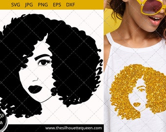 Afro Woman svg with Short Curly Kinky Weave, African American woman svg,  Black Woman svg , cricut cut files svg, black history month, dxf