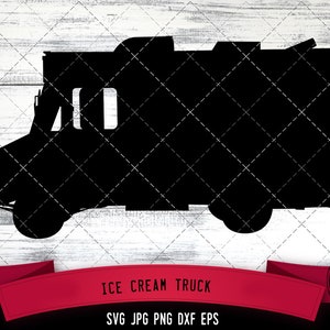 Ice Cream Truck,icecream van svg,  commercial truck svg, box truck svg,  food truck, cut files for Cricut, Silhouette Design, Svg, PNG, Dxf