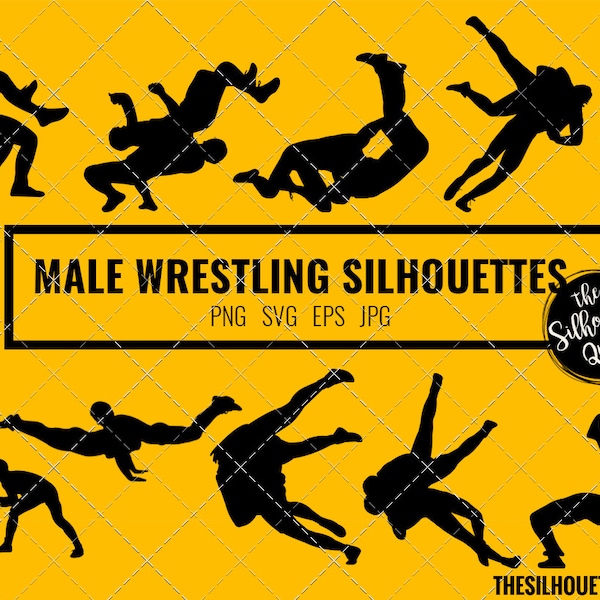 Man Wrestling silhouette, Male Wrestling clipart, Boy Wrestling sports vector, Boys Svg, png, cricut cut files  jpg