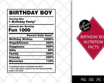 Birthday Boy Nutrition facts svg – Nutrition svg –Birthday Boy facts clipart – Baseball label svg – eps, png, svg for cricut