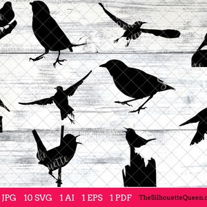 Meadow Lark Bird SVG Files Bundle, Flying Bird SVG, Sitting Bird SVG, Silhouette Studio, Cricut Design Space, Svg, Png, Eps, Pdf, Vector