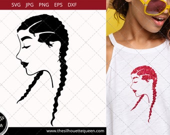 Afro Woman svg with Cornrows and Long Braids, African American woman svg,  Black Woman svg , cricut cut files svg, black history month