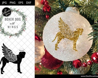 Boxer Dog #1 with Wings SVG, Pet Memorial, RIP Angel, In Loving Memory, Animal Lover Vector for Cricut, Silhouette Studio