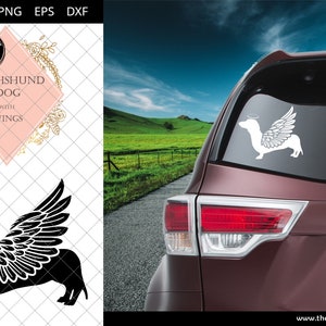 Dachshund Dog #7 with Wings SVG, Pet Memorial, RIP Angel, In Loving Memory, Animal Lover Vector for Cricut, Silhouette Studi