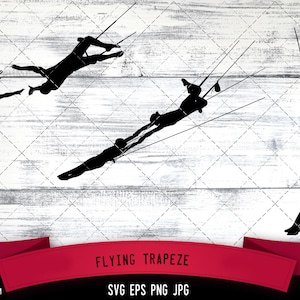 Flying Trapeze Silhouette Vector  |Flying Trapeze SVG  | Clipart  | Graphic | Cutting files for Cricut, Silhouette